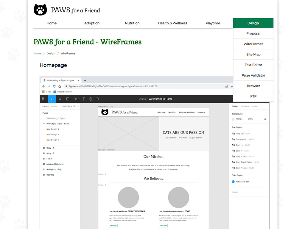 Design/WireFrames Page